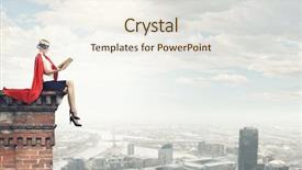  Presentation with confident - Colorful PPT layouts enhanced with ideas success - young confident woman in red backdrop and a sky blue colored foreground