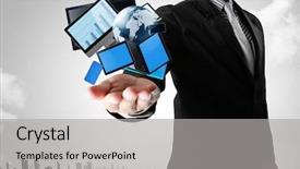  Presentation with ideas - Amazing PPT theme having ideas technology in the hands backdrop and a light gray colored foreground