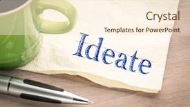  Presentation with tea cup - Slide deck with ideation - ideate - form ideas handwriting background and a cream colored foreground