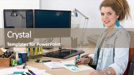  Presentation with product - Slide set having ideation - young product designer drawing product background and a coral colored foreground