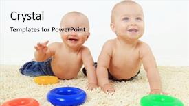  Presentation with baby girls christening - Audience pleasing presentation theme consisting of identical twin baby girls 10 backdrop and a sky blue colored foreground