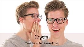  Presentation with ear - PPT theme consisting of identically adult male twins whispering background and a coral colored foreground