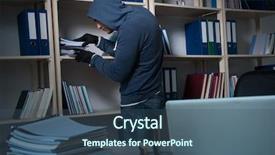  Presentation with industrial espionage - Beautiful PPT theme featuring identity access management - young man in industrial espionage backdrop and a ocean colored foreground