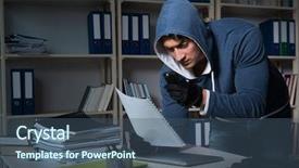  Presentation with industrial espionage - Amazing theme having identity access management - young man in industrial espionage backdrop and a ocean colored foreground