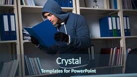  Presentation with industrial espionage - Colorful theme enhanced with identity access management - young man in industrial espionage backdrop and a ocean colored foreground