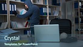  Presentation with industrial espionage - Cool new PPT theme with identity access management - young man in industrial espionage backdrop and a ocean colored foreground