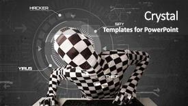  Presentation with hacking - Colorful theme enhanced with identity in futuristic enviroment backdrop and a dark gray colored foreground