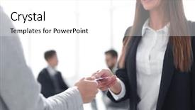  Presentation with business partner - Amazing theme having identity management - close up business woman giving backdrop and a white colored foreground