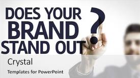  Presentation with brand - PPT theme with identity recognition - business man pointing to transparent background and a white colored foreground