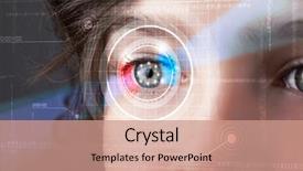  Presentation with cyber - Slides consisting of identity recognition - modern cyber woman with technolgy background and a coral colored foreground