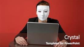  Presentation with cob web spooky - Slides with identity theft protection - female surfing the web anonymously background and a tawny brown colored foreground