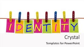  Presentation with laundry - PPT layouts having identity word on laundry hook background and a  colored foreground