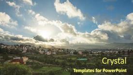  Presentation with sky - Slide deck with idillic-village-in-gran-canaria background and a tawny brown colored foreground