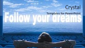  Presentation with paranormal cinema - Slide set with idiom - follow your dreams phrase background and a light blue colored foreground
