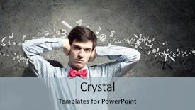  Presentation with ears - PPT theme consisting of idiom - handsome businessman closing his ears background and a light blue colored foreground