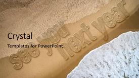  Presentation with next year - Amazing PPT theme having idiom - see you next year written backdrop and a coral colored foreground