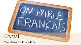  Presentation with chalkboard - Colorful presentation theme enhanced with idiom - sentence french is spoken written backdrop and a lemonade colored foreground
