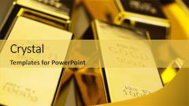  Presentation with gold bars - Cool new presentation theme with idiom - stack of gold bars backdrop and a yellow colored foreground