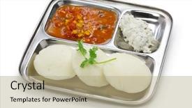  Presentation with idli - Beautiful slides featuring idli sambar and coconut chutney backdrop and a mint green colored foreground