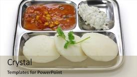  Presentation with idli - Amazing PPT theme having idli sambar and coconut south backdrop and a coral colored foreground
