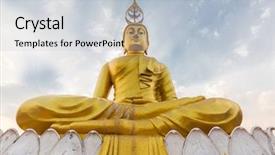  Presentation with krabi - Presentation theme with idol - buddha statue sitting in lotus background and a lemonade colored foreground