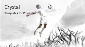  Presentation with football play diagram - Amazing slide set having idol - football player in jump kicking backdrop and a white colored foreground