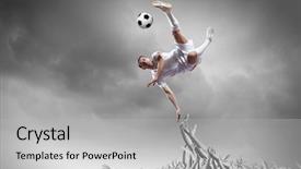  Presentation with football play diagram - Beautiful slide set featuring idol - football player in jump kicking backdrop and a light gray colored foreground