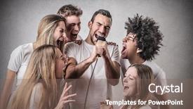  Presentation with friends - Amazing presentation design having idol - singing friends backdrop and a violet colored foreground