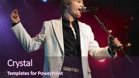  Presentation with microphone - PPT theme with idol people - smart young man singing background and a wine colored foreground