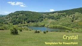  Presentation with landscape maintenance work - Slides having idyll landscape of cartolari lake background and a tawny brown colored foreground