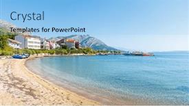  Presentation with dalmatia - Theme with idyllic-beach-on-coast-dalmatia background and a  colored foreground