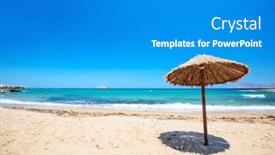  Presentation with greek - PPT theme consisting of idyllic-beach-on-greek-island background and a teal colored foreground