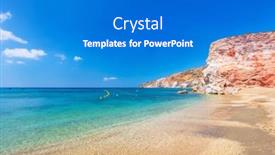  Presentation with beach - PPT theme with idyllic-beach-surrounded-by-beautiful background and a gray colored foreground