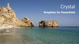  Presentation with clear - Colorful slides enhanced with idyllic-clear-beach-with-unrecognizable backdrop and a teal colored foreground