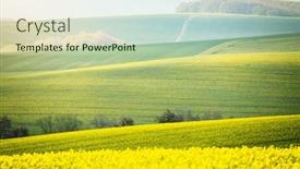  Presentation with agrarian - PPT theme having idyllic-hilly-relief background and a  colored foreground
