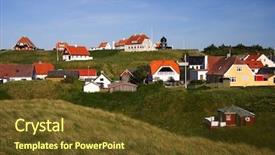  Presentation with denmark - Slides consisting of idyllic houses from loenstrup northern background and a tawny brown colored foreground