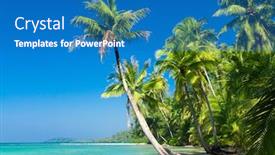  Presentation with paradise island - PPT layouts having idyllic island exotic paradise background and a teal colored foreground