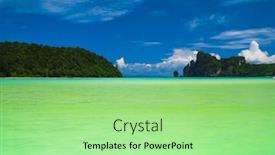  Presentation with lagoon - Colorful presentation theme enhanced with idyllic-island-lagoon-mountains backdrop and a mint green colored foreground