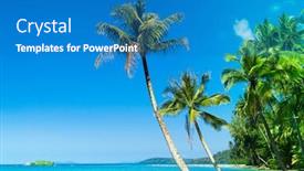  Presentation with serenity - Amazing PPT theme having idyllic island serenity shore backdrop and a teal colored foreground