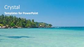  Presentation with serenity - Amazing theme having idyllic island serenity shore backdrop and a teal colored foreground