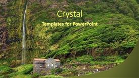  Presentation with island - Amazing slide set having idyllic-landscape-on-flores-island backdrop and a tawny brown colored foreground