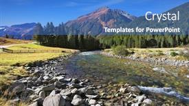  Presentation with falls - Colorful presentation design enhanced with narrow fast seething small river backdrop and a teal colored foreground