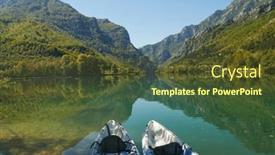  Presentation with river forest - Presentation theme with idyllic-photo-of-two-kayaks background and a tawny brown colored foreground