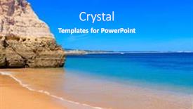  Presentation with clear - PPT layouts featuring idyllic-sandy-beach-clear-blue and a gray colored foreground