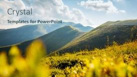  Presentation with green beauty - PPT theme enhanced with idyllic-summer-day-with-green background and a light blue colored foreground