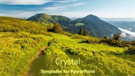  Presentation with green hills - Audience pleasing presentation design consisting of idyllic-summer-day-with-green backdrop and a tawny brown colored foreground