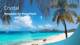  Presentation with white sand - Slides with idyllic-tropical-beach-with-white background and a ocean colored foreground