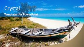  Presentation with sand ocean - Presentation enhanced with idyllic-tropical-beach-with-white background and a teal colored foreground