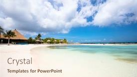  Presentation with water ocean - Slides having idyllic-tropical-beach-with-white background and a cream colored foreground