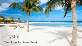  Presentation with turquoise beach - PPT theme consisting of idyllic-tropical-beach-with-white background and a sky blue colored foreground